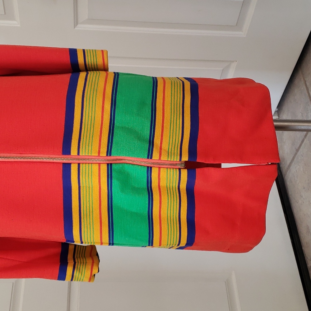Vintage 60s Sanger Harris Wool Mod Coat Colorblock Striped Longline Small - Picture 11 of 17